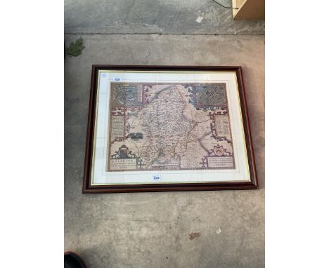 A VINTAGE FRAMED MAP OF STAFFORD