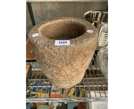 A LARGE VINTAGE STONE MORTAR
