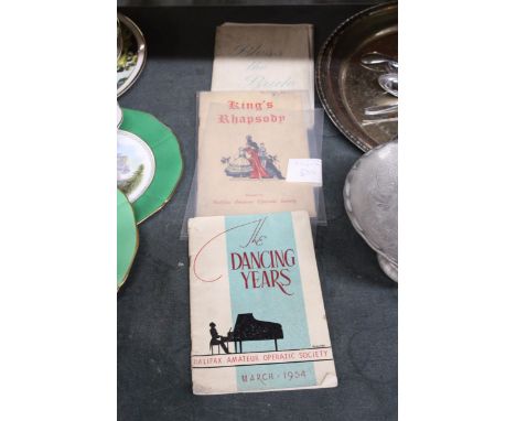 THREE VINTAGE THEATRE PROGRAMMES TO INCLUDE 'BLESS THE BRIDE', THE DANCING YEARS', AND 'KING'S RHAPSODY'