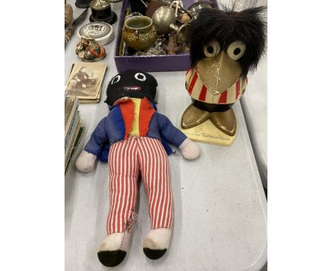 A VINTAGE ROBERTSONS STYLE SOFT TOY AND A TRUSTEE SAVINGS BANK BIRD Notice from the the-saleroom.com: These items are listed 