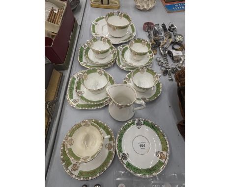 VARIOUS ITEMS OF ST MICHAEL TEAWARE TO INCLUDE TRIOS, CAKE PLATE, SUGAR BOWL, JUG, CUPS AND SAUCERS