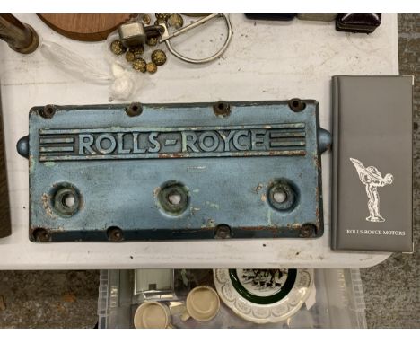 A ROLLS ROYCE ENGINE COVER AND BUSINESS CARD HOLDER