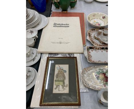 A QUANTITY OF PRINTS TO INCLUDE LOUIS WAIN FRAMED AND GLAZED, A COLLECTION OF GERMAN PRINTS DUFFELDORFER, ETC.,