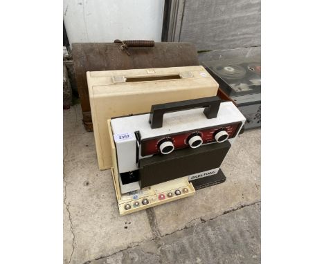 AN ELECTRIC SKELTONS SEWING MACHINE AND A VINTAGE SEWING MACHINE WITH WOODEN CARRY CASE