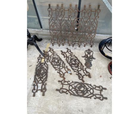 EIGHT VINTAGE HEAVY METAL BALUSTRADE PANELS