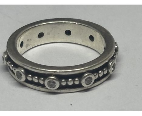 A PANDORA MARKED SILVER ALE50 RING SIZE J/K