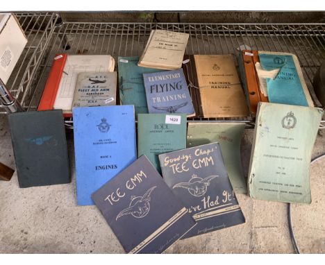 A LARGE ASSORTMENT OF VINTAGE AIRCRAFT BOOKS TO INCLUDE ELEMENTARY FLYING TRAINING, AIR CADET TRAINING HANDBOOK AND ROYAL OBS
