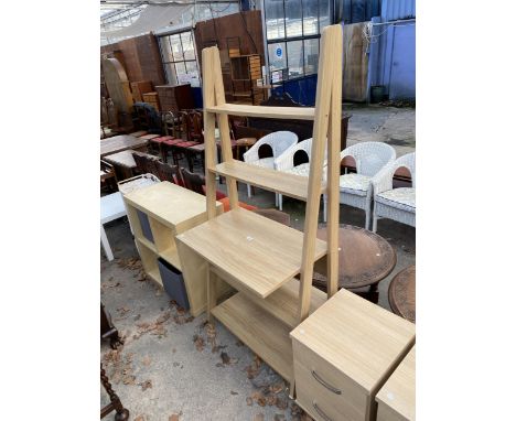A WOOD EFFECT FIVE TIER LADDER DESK, 33" WIDE