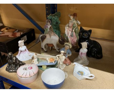 VARIOUS CERAMICS, ORNAMENTS AND FIGURINES INCLUDING HORNSEA (NO 19), SYLVAC (A/F) ETC.