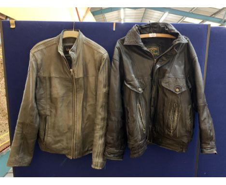TWO VINTAGE LEATHER JACKETS, SIZE 38 AND MEDIUM