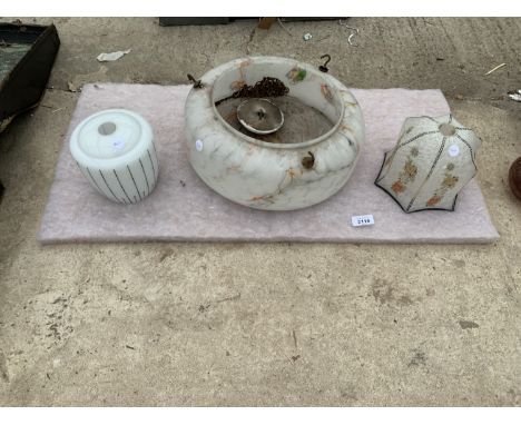 THREE VINTAGE GLASS LIGHT SHADES