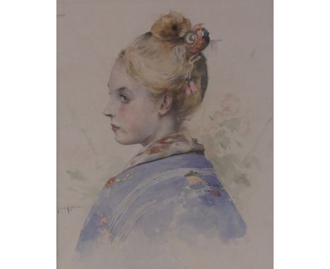 Gerard Lafitte,late 19th century watercolour, portrait of a young girl, signed, 11.5" x 9", framed.