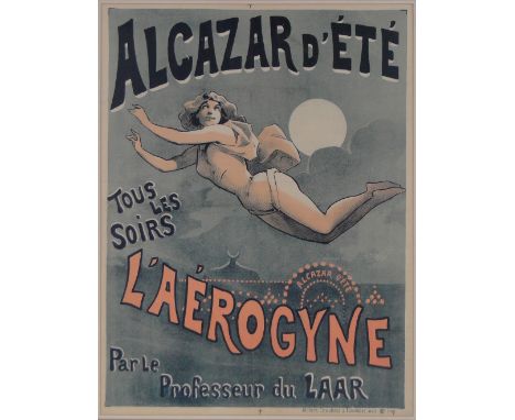 Alfred Choubrac (1853-1902),an original lithograph poster print, Alcazar d'Ete, i 29" x 22", framed.