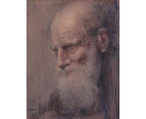 L Hermans,watercolour, head portrait of a man, signed, 9" x 7", framed.