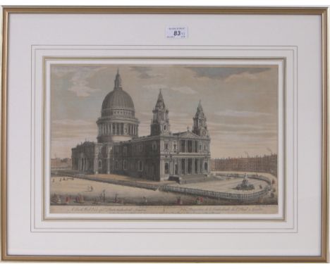 3 Various prints, comprising T Muller, engraving, view of St. Paul's Cathedral 1753, W L Wyllie, Thames scene and handcoloure