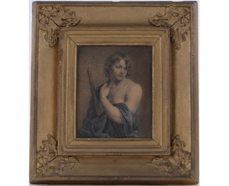 18/19th century Old Master School,watercolour, classical portrait of a man, indistinct inscription verso, 5.5" x 4.5", Gesso 