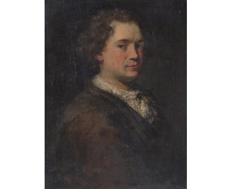 19th century oil on canvas, half length portrait of a man, unsigned, 27" x 23", framed.