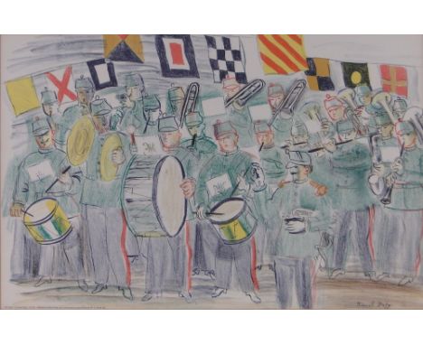Raoul Dufy,colour lithograph, "The Band," published by School Prints Limited, 19" x 29", framed.