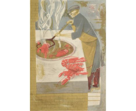 RICHARD PLATT Boiling Lobsters (II) circa 1953 Three colour lithograph Signed and inscribed by the artists widow Diane Platt 