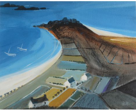 BARRIE BRAY Samson Hill Bryher from the Carn Mixed media Monogrammed Signed and inscribed to the back 23 x 29cm The Bray fami