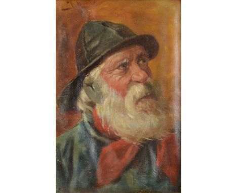 Portrait of a Fisherman Oil on canvas Indistinctly signed 16 x 11 cm