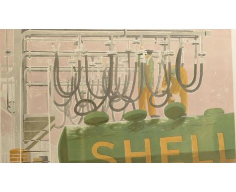 RICHARD PLATT Shell oil refinery circa 1955 Three colour lithograph Signed and inscribed by the artists widow Diane Platt Pap
