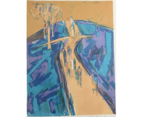 RICHARD PLATT Path through the park Three colour lithograph Signed and dated '59 #18/30 Paper size 80 x 58cm Richard Platt wa