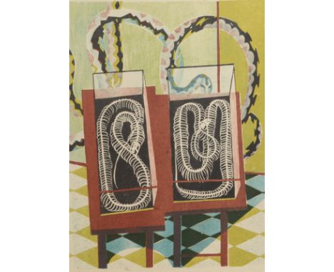 RICHARD PLATT Snakes circa 1949/50 Three colour lithograph Signed and inscribed by the artists widow Diane Platt Paper size 3