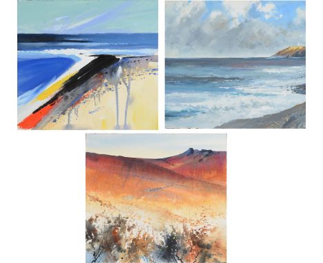 BARRIE BRAY Cornish coast Gouache Together with two other gouache pieces by the same hand Each 57 x 63cm The Bray family have