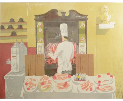 RICHARD PLATT The George and Vulture Chop House circa 1954 Three colour lithograph Signed and inscribed by the artists widow 