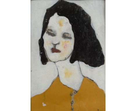 BEN CARRAVICK Head of a woman Mixed media Signed 17 x 11.5cm