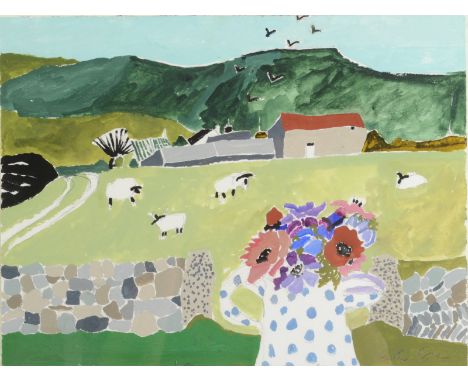 HEATHER BRAY Anemones Gouache Signed Inscribed to the back 24 x 32cm The Bray family have long been influential in arts in Co