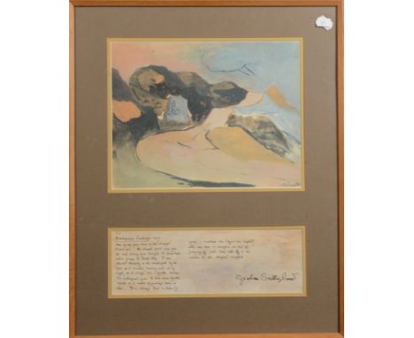 HERBERT W BICKLE Wooden bridge Oil on board Signed Together with a Graham Sutherland print