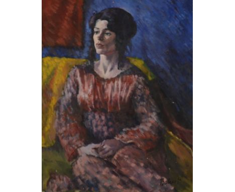 A Female Portrait Oil on board Signed Baker '73 56 x 46 cm. 