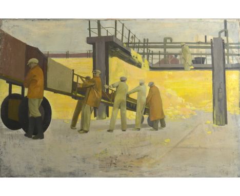 RICHARD PLATTSulphur MineOil on canvasSigned 60.5 x 92cmRichard Platt was a young painter and lithographer in the mid 1950s w
