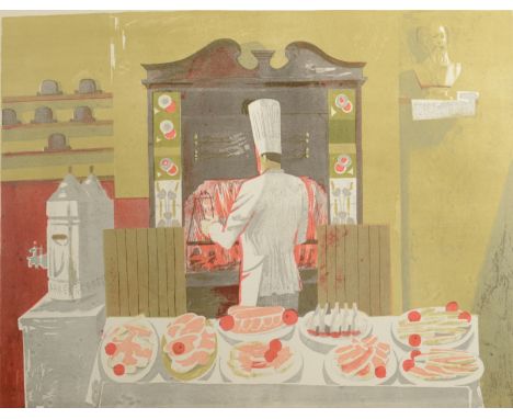 RICHARD PLATT The George and Vulture Chop House circa 1954 Three colour lithograph Signed and inscribed by the artists widow 