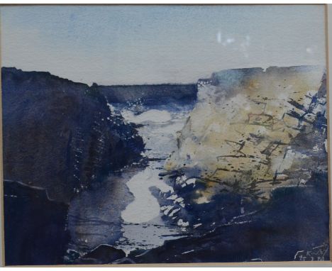 KURT JACKSON Porthledden Mixed media Signed and indistincly dated further signed and dated 91 to the back. 21.5 x 27cm.