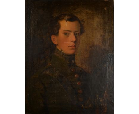 Mid 19th century portrait of a young officer Oil on canvas62 x 49cm