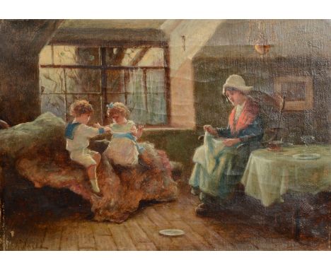 ALEXANDER ROSSELLChildren Playing Cats CradleOil on canvasSigned25 x 35 cm