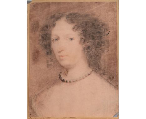 Circle of PETER LELY Portrait of Nell Gwyn Drawing Inscribed and dated 1667 28 x 20cm