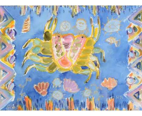 HEATHER BRAY The Crab Mixed media Initialled 29 x 40cm The Bray family have long been influential in arts in Cornwall, having
