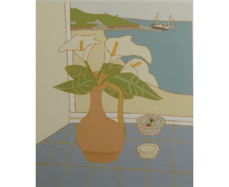 BRYAN PEARCE Arum lilies Silkscreen printSigned, dated 01 and inscribed 'To Sheila love from Bryan'Artists proof #3/25Sight s