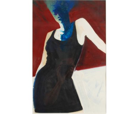 LAR CANN Fallen Angel: Figure in a Black Dress Mixed media on paper Inscribed on the back 1991 53 x 35 cm