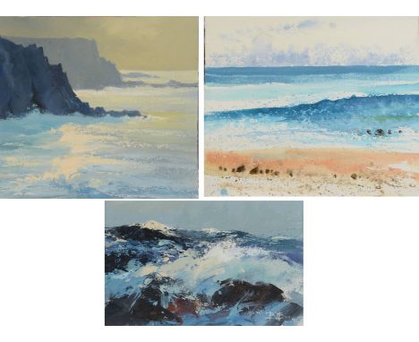 BARRIE BRAY Three coastal works One monogrammed Two oils on canvas one watercolour The Bray family have long been influential