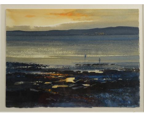 BARRIE BRAY Last Light Marazion Watercolour Monogrammed Together with one other watercolour by the same hand.The Bray family 