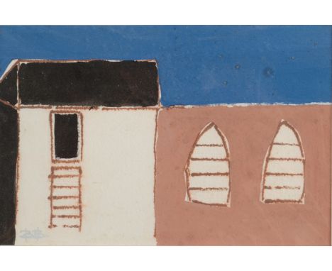BARRIE BRAY The Fisherman's Loft Mixed media Monogrammed Inscribed to the back 14 x 21cm The Bray family have long been influ