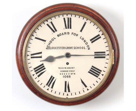 W. SAINSBURY  WINDSOR STREET ESSEX ROAD   A LATE 19TH CENTURY MAHOGANY CASED DIAL CLOCK having a moulded surround and cast br