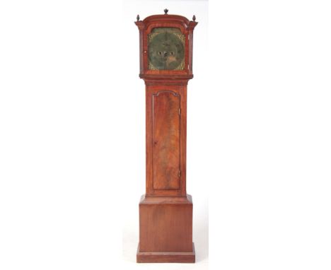 A GEORGE III MAHOGANY LONGCASE CLOCK OF SMALL PROPORTIONS having a 10" short shouldered arch dial. The later 8-day dial and m