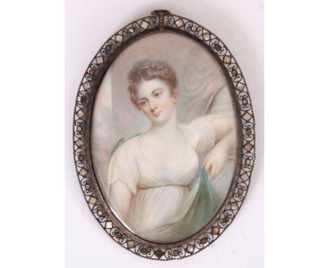 JEAN FRANCOIS MILLET, FRANCE (1814-1875) A GOOD QUALITY HALF LENGTH PORTRAIT OF A YOUNG LADY - signed J F Millet and mounted 