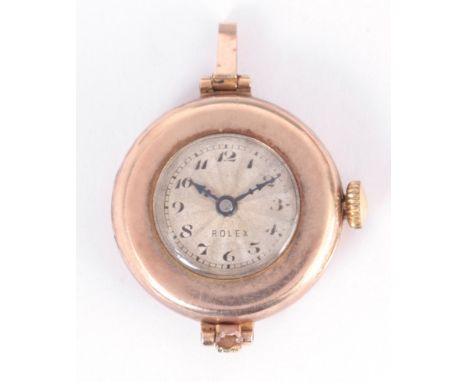 A 1930"S LADIES  9K GOLD ROLEX WRIST WATCH the circular case enclosing an engine turned silvered dial with Arabic numerals fr